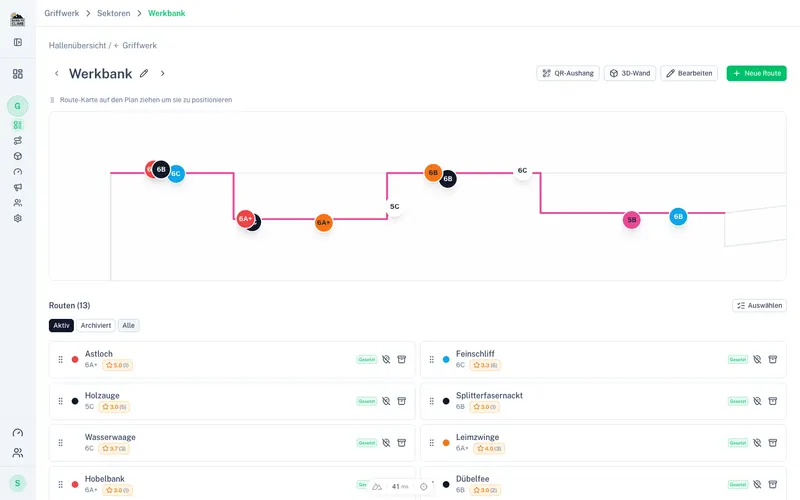 Plan-Editor im Browser mit gesetzten Pins